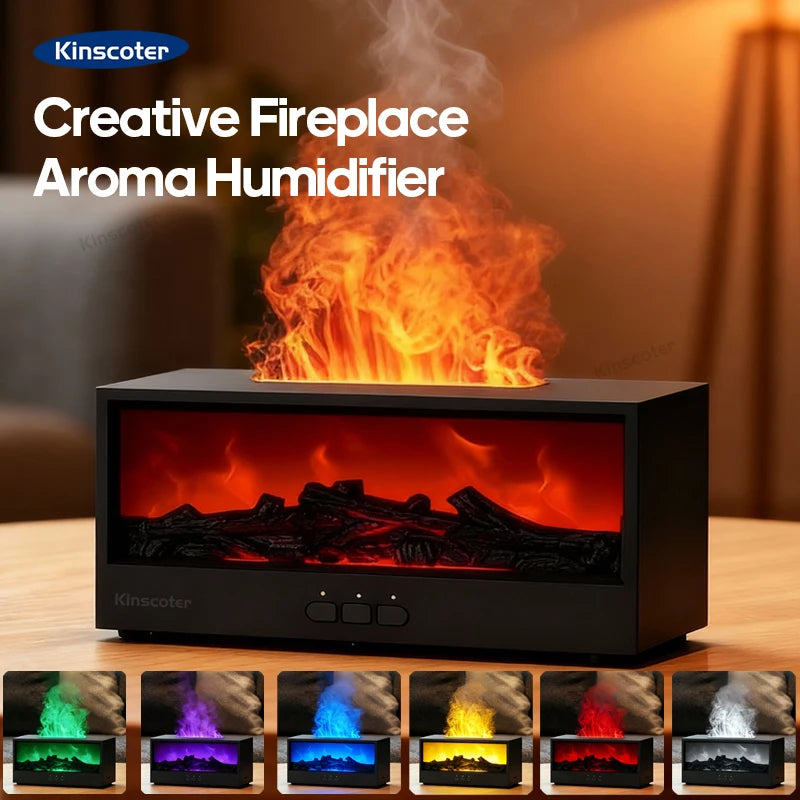 Mini Flame Fireplace Diffuser - Ultrasonic Humidifier With Realistic Flame Effect