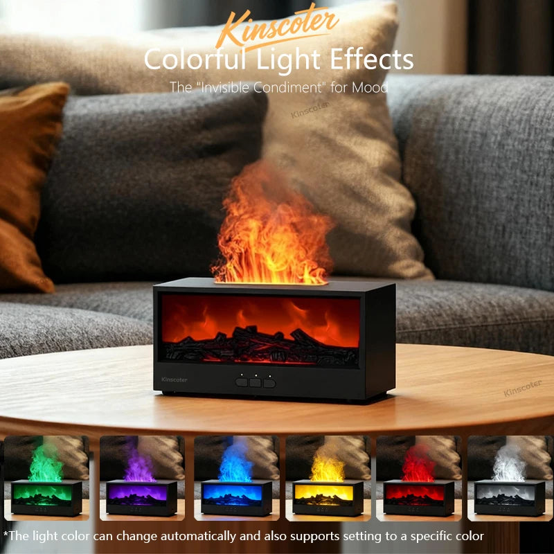 Mini Flame Fireplace Diffuser - Ultrasonic Humidifier With Realistic Flame Effect