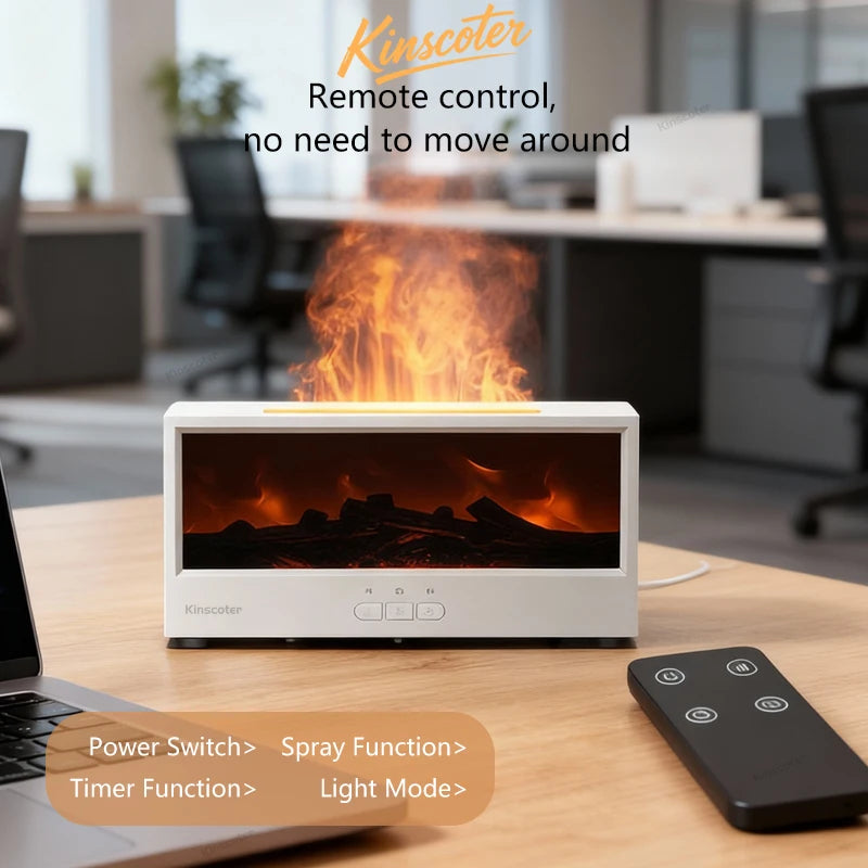 Mini Flame Fireplace Diffuser - Ultrasonic Humidifier With Realistic Flame Effect